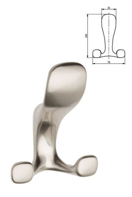 Modern Hat Coat Hanger Hook Door Wall Bath Model Toledo 104mm - Colour Inox - Pack of 5