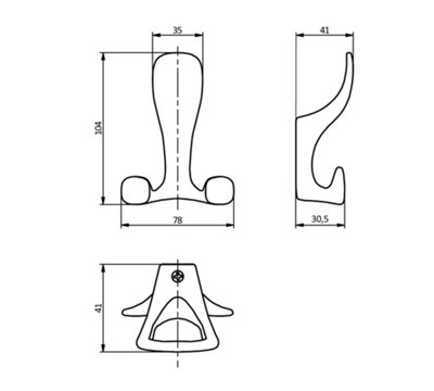 Modern Hat Coat Hanger Hook Door Wall Bath Model Toledo 104mm - Colour Inox - Pack of 5