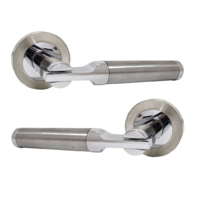Modern Heavy Duty Serozzetta  style Door lever Handle On Rose chrome satin