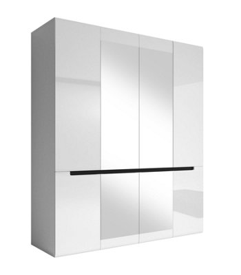 Modern Hektor 20 Hinged and Mirrored  Wardrobe in White Gloss - H2130mm W1800mm D600mm