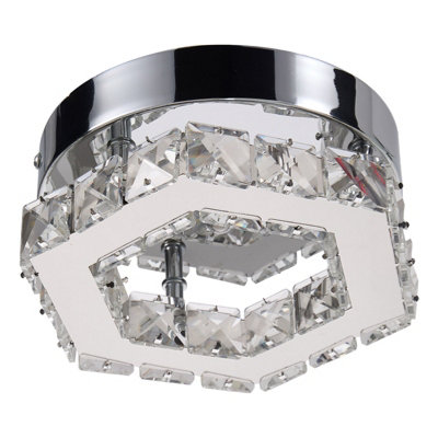 Modern Hexagonal Shape LED Crystal Ceiling Light with Stainless Steel ...
