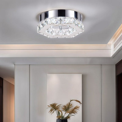 Modern Hexagonal Shape LED Crystal Ceiling Light with Stainless Steel ...