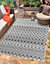 Modern Ikat Design Outdoor-Indoor Rugs Dark Grey 50x80 cm