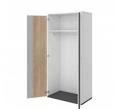 Modern Imola Hinged Door Wardrobe with Hanging Rail and Shelve in White Matt - Spacious and Stylish (H)1980mm (W)900mm (D)500mm