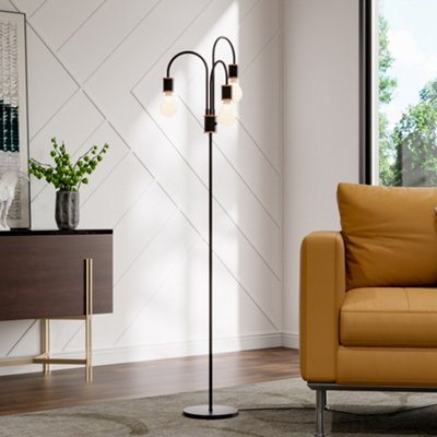 Modern Industrial Floor Lamp with 3 lights, Aluminum  and Iron,164.5cm H