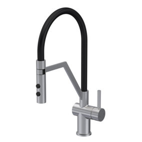 Modern Kitchen Mono Mixer Tap with 1 Lever Handle, 436mm - Brushed Nickel