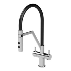 Modern Kitchen Mono Mixer Tap with 2 Lever Handles, 436mm - Chrome