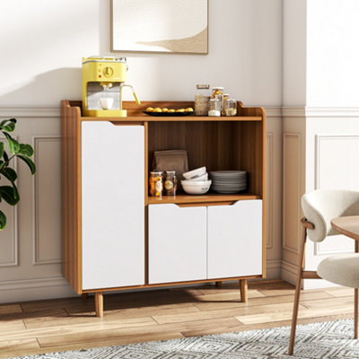 Modern Kitchen Sideboard Storage Cabinet with Microwave Shelf