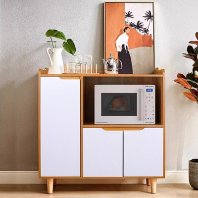 Modern Kitchen Sideboard Storage Cabinet with Microwave Shelf