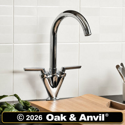 Modern Kitchen Sink Mixer Tap  Chrome Single Lever Swivel Spout Faucet