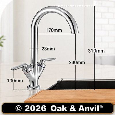 Modern Kitchen Sink Mixer Tap  Chrome Single Lever Swivel Spout Faucet