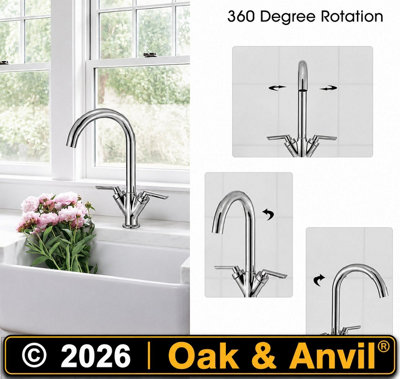 Modern Kitchen Sink Mixer Tap  Chrome Single Lever Swivel Spout Faucet