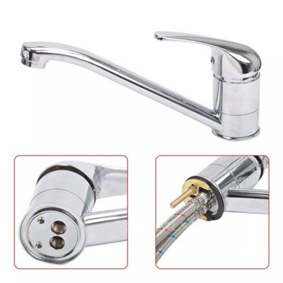 Siderit 360 Degree Swivel Solid Brass Single Hole Double Handles Kitchen Sink Faucet Cold & Hot Water Tap, Chrome, Touch On Kitchen Sink Faucets - Canada