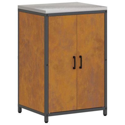 Modern Kitchen Storage Cabinet with Drawer Rusty Weathering steel