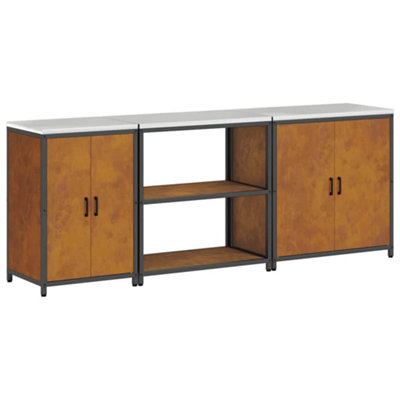 Modern Kitchen Storage Set with Shelf 3 pcs Rusty 240 x 50 x 92 cm