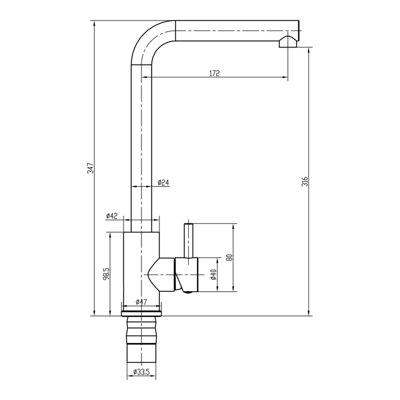 Modern L-Neck Single Lever Kitchen Sink Mixer Tap - Top Fix ...