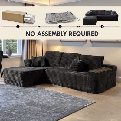 Modern L-Shaped Right or Left Corner Sofa - Smart Pack in Box, No ...