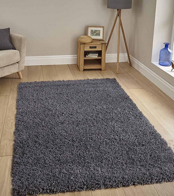 Modern Large Dark Grey Shaggy Area Rugs 50mm/5cm Thick Fluffy Rugs ...