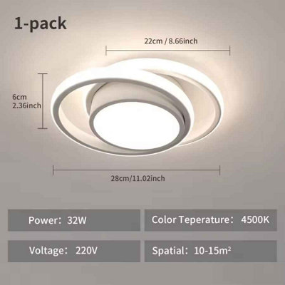 Modern LED Ceiling Lamp 4500K Neutral Light for Home Rooms 31-40W