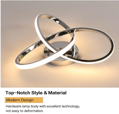 Modern LED Ceiling Lamp Silver Ceiling Light LED 40cm Light Fixture 3000K