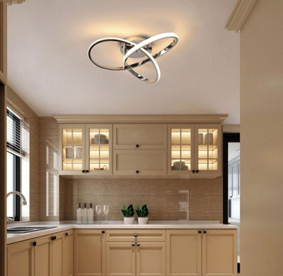 Modern LED Ceiling Lamp Silver Ceiling Light LED 40cm Light Fixture 3000K