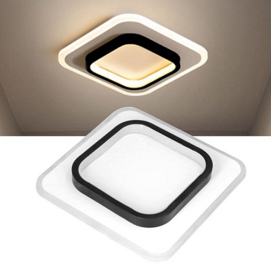 Modern LED Ceiling Lights Acrylic Square Ceiling Lamp Black 24cm (warm light)