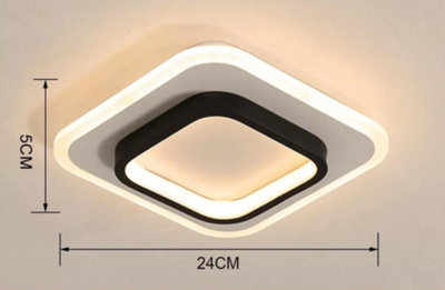 Modern LED Ceiling Lights Acrylic Square Ceiling Lamp Black 24cm (warm light)