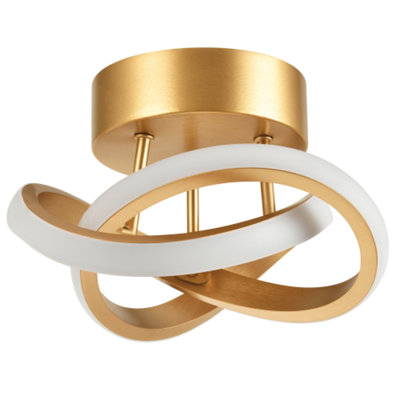 Modern LED Gold Ceiling Light with Swirl Thick Metal Strip Creates 1253 Lumens