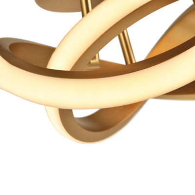 Modern LED Gold Ceiling Light with Swirl Thick Metal Strip Creates 1253 ...