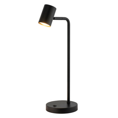 Modern LED Spot Matt Black Metal Desk Lamp with Base Switch and Adjustable Head