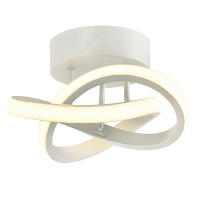 Modern LED White Ceiling Light with Swirl Thick Metal Strip Creates 1253 Lumens