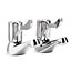 Modern Lever Action Basin Sink Taps Pair Bathroom 1/2" Hot & Cold Chrome Metal