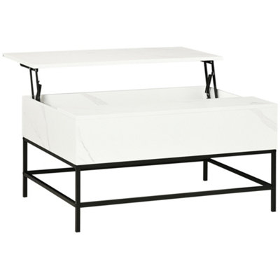 Modern Lift Top Coffee Table for Living Room with Hidden Storage, White