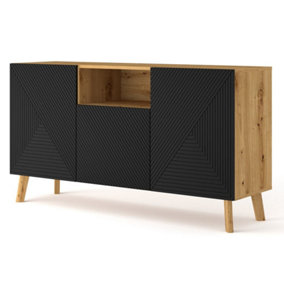 Modern Luxi Sideboard Cabinet in Black W1460mm x H800mm x D420mm