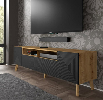 Modern Luxi TV Cabinet in Black  W1950mm x H560mm x D420mm