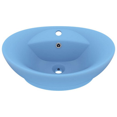 Modern Luxury Basin Overflow Oval Matt Light Blue 58.5x39 cm Ceramic
