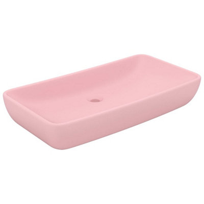 Modern Luxury Basin Rectangular Matt Pink 71x38 cm Ceramic