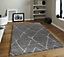 Modern Marrakesh Shaggy Rugs Living Room Geometric Design- Grey (160x230 cm)