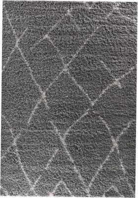 Modern Marrakesh Shaggy Rugs Living Room Geometric Design- Grey (160x230 cm) - 3