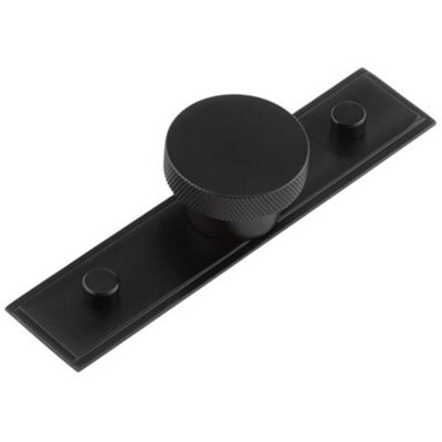 Modern Matt Black Cupboard Knob with Stepped Backplate - 40mm - Kitchen Cabinet Knob