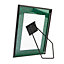 Modern Matt Black Metal and Emerald Green Glass 4x6 Freestanding Picture Frame