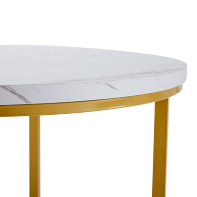 Modern Metal Frame Round Marble Dining Table and Chair Set (5 pieces ...