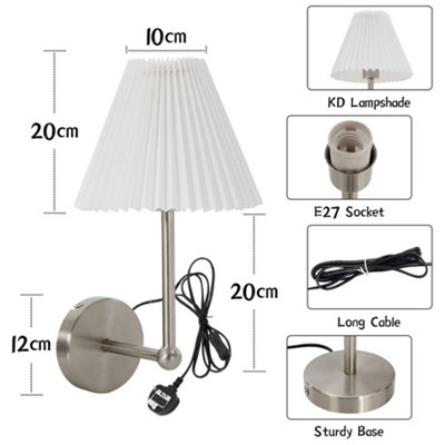 Modern Metal Wall Light with Pleated Conical Shade