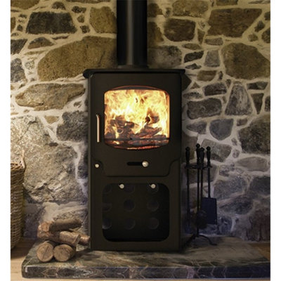 Modern Metallic Black 4.2kw DEFRA Multifuel Burning Tall Stove