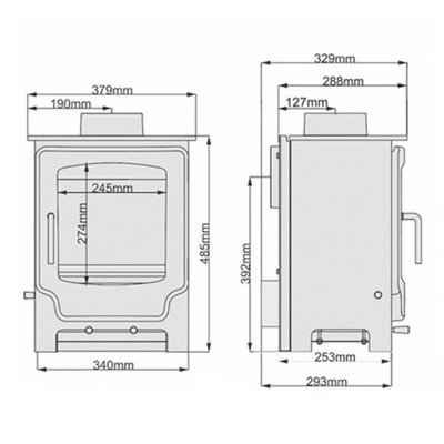 Modern Metallic Black 4.3kw DEFRA Multifuel Stove + Direct Air Box - 3