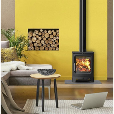 Modern Metallic Black 4.7kw DEFRA Wood Burning Stove