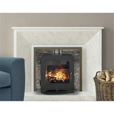 Modern Metallic Black 7.2kw DEFRA Wood Burning Stove