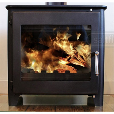 Modern Metallic Black 7.3kw DEFRA Wood Burning Stove