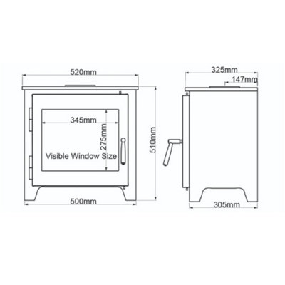 Modern Metallic Black 7.3kw DEFRA Wood Burning Stove - 5