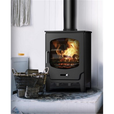 Modern Metallic Black 8kw DEFRA Multifuel Burning Stove